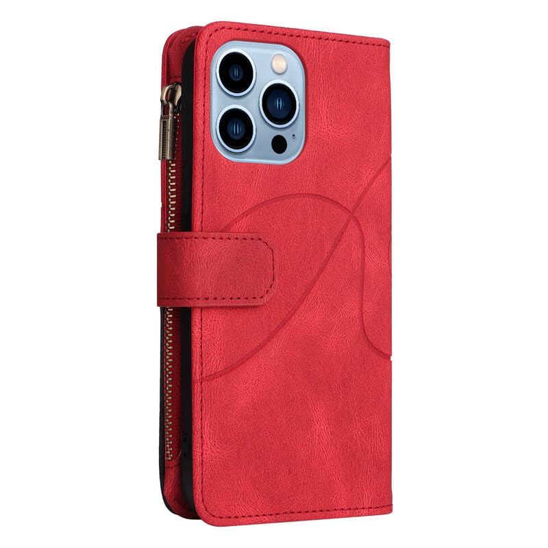 Étui iPhone 15 Plus rouge antichoc contre les rayures avec rabat aimanté