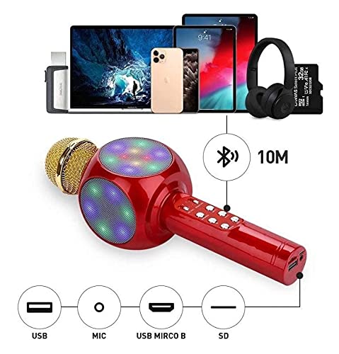 Microfone Sem Fio Bluetooth Karaokê Led Lelong LE-915