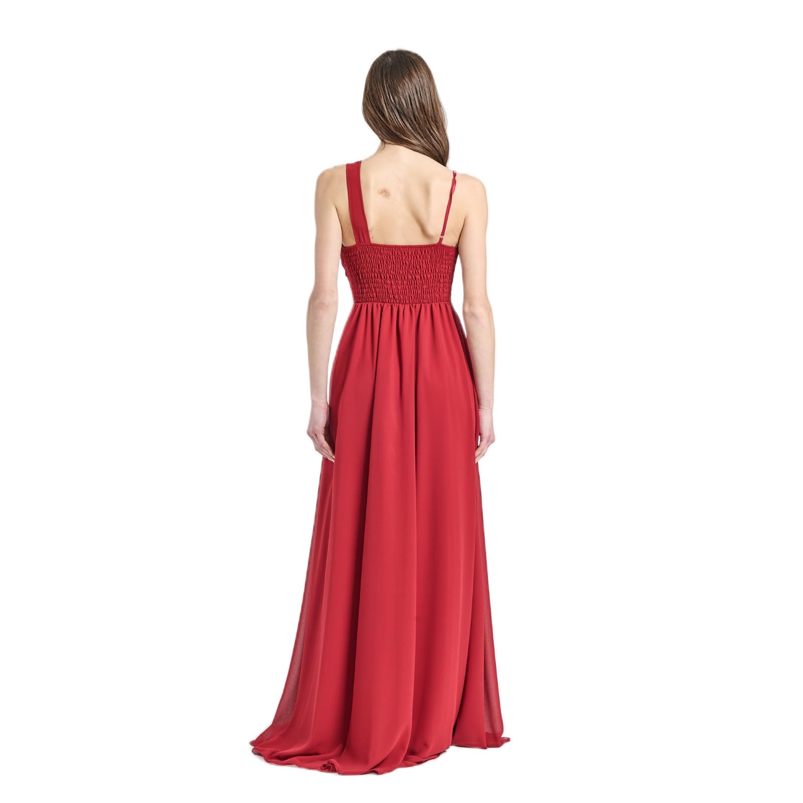 Abito Lungo Elegante Donna Monospalla – Corpetto Plissettato, Linea Fluida in Tessuto Morbido – Vestito da Cerimonia,