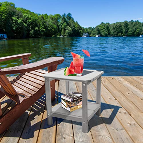 Hardlight Adirondack Side Table With 2 Layer Storage, Weather-Resistant Outdoor Side Table For Patio, Garden, Pool, And Lawn, Indoor Outdoor End Table #TOP6