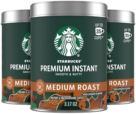 Starbucks Premium Instant Coffee Medium Roast, 3 Tins 3.17 oz