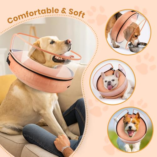 Image of BARKLESS Dog Cone, Inflatable Dog Cone After Surgery for Large Breeds, Soft Surgery Collar with Enhanced Anti-Licking Guard Shield for Pets, Patented Protective Donut Collar