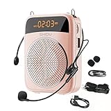 SHIDU Portable Voice Amplifier for Teacher with Microphone Headset, 2000 mAh Personal Speaker, Rechargeable Support MP3 LED Screen for Teachers, Tour Guide, Coaches, Classroom (Pink)