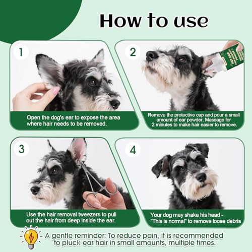 Image of Dog Ear Powder for Hair Removal - Ear Plucking Powder for Dogs & Cats - Grooming Ear Powder for Better Grip, Less Moisture & Odor - Gentle Ear Care that Makes Ear Hair Removal Easier
