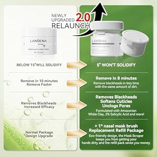 Rimuovi punti neri, LANBENA Rimuovi i punti neri dal viso Stacca la maschera per il viso Strisce per il naso per i punti neri (1,05 once), per l'idratazione, la pulizia