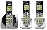 VTech DECT 6.0 Three Handset Cordless Phone with CID, Backlit Keypads and Screens, Full Duplex Handset Speakerphones, Call Block, (Not Answering Machine Version) Silver/Black