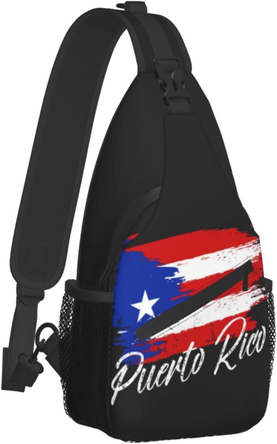 Puerto Rico Flag Sling Bag Crossbody Backpack Shoulder Chest Bag Puerto Rican Travel Hiking Daypack for Women Men