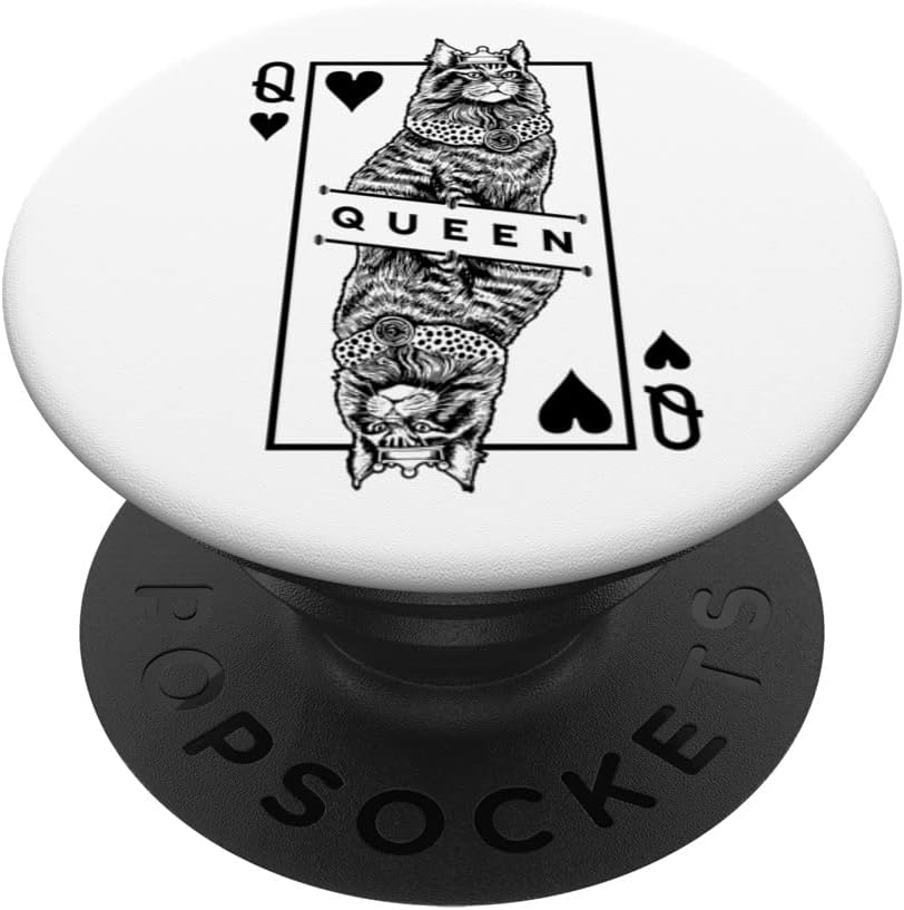 Maine Coon Queen Of Hearts Funny Cat Lover Pop Art PopSockets Swappable PopGrip