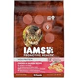 IAMS PROACTIVE HEALTH High Protein Adult Dry Cat Food with Chicken & Salmon Cat Kibble, 13 lb. Bag