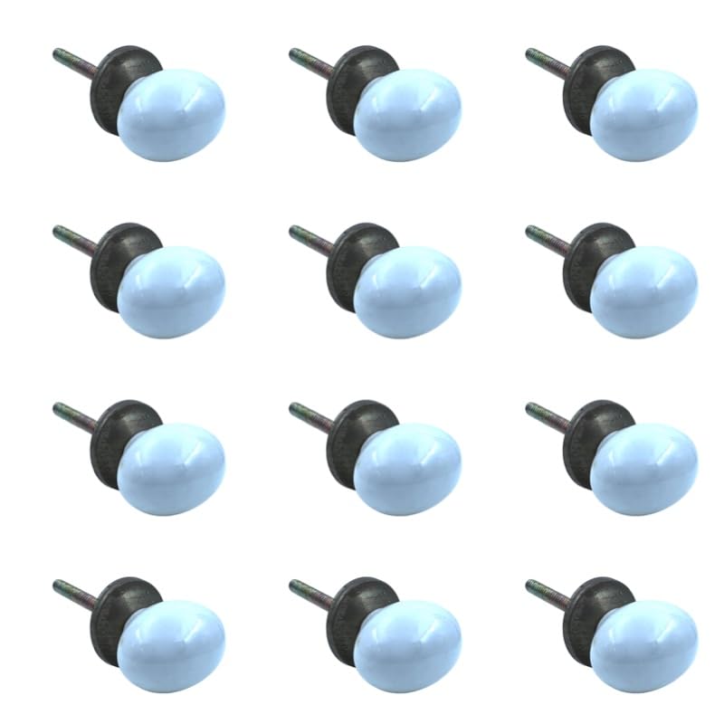 Shabby Restore White Oval Ceramic Decorative Knob for Dressers, Cabinets, Kitchens, Furniture - Pack of 12