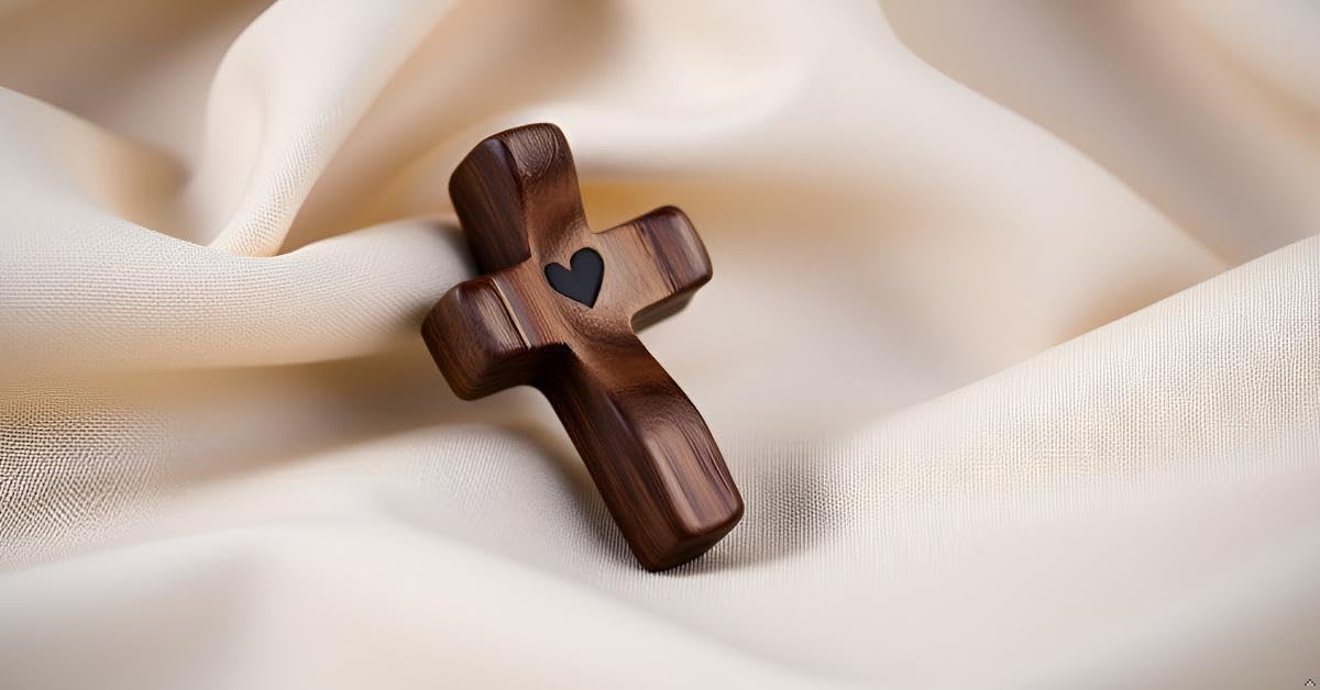 Lijinhe 10-Pack Wooden Cross Fidget- Pocket Crosses With Heart Shapes,Wooden Cross Fidget,Inspirational Easter Gift for Christian Faith,Mothers Day Gifts