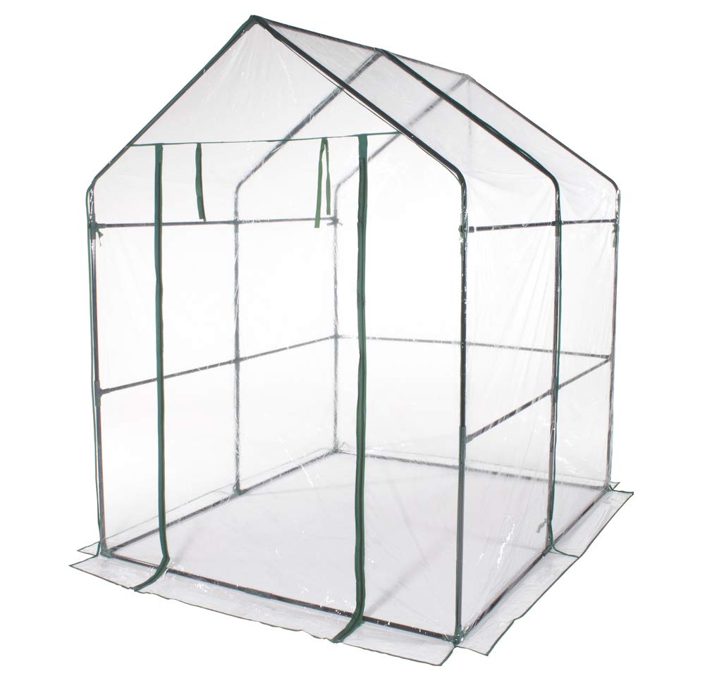 VERDELOOK | Invernadero Cottage Sin Estantes con Lona de PVC Transparente, Marco Metálico, 143x143x195 cm, Para Protección de Plantas, Jardinería, Resistente, Apertura con Cremallera