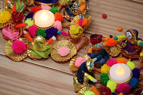 Image of JH Gallery Handmade Recycled Material Rajasthani Dolls Puppet Tealight Candle Holder, Multicolor (13 cm x 13 cm 6.5 cm, Pack of 1)