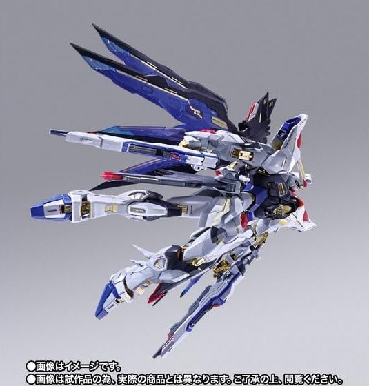 Rear view of METAL BUILD Strike Freedom Gundam 2024, showing the backpack and wing configuration.