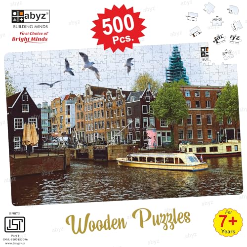 Image of ABYZ Wooden Jigsaw Canal in Amsterdam Puzzle for Kids Play and Learn Educational Puzzle for Children Aged 7+ and Adults Toy for Improving Memory & Problem Solving
