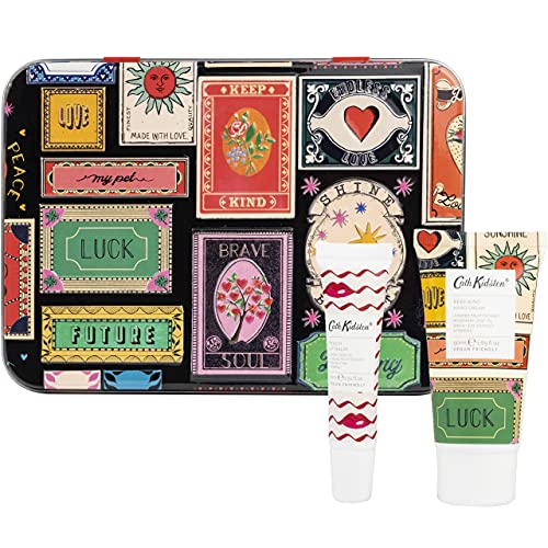 Cath Kidston Keep Kind Crema de manos y bálsamo labial en lata de regalo, 50 ml de crema de manos, 10 ml de bálsamo labial y lata impresa reutilizable, libre de crueldad y apto para veganos Cover