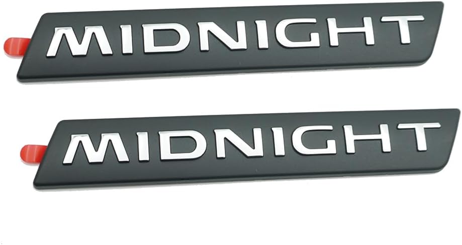 Pair Set Midnight Edition Rear Trunk Fender Decals Sticker Emblem Badge Nameplate (Black Silver)