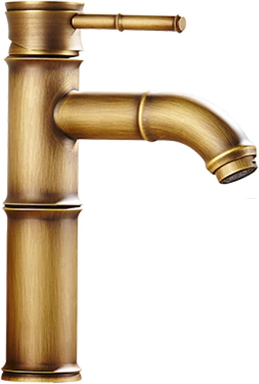 COSZWQDP Bathroom faucets for Sink 1 Hole Antique Brass Faucet Retro hot and Cold Water