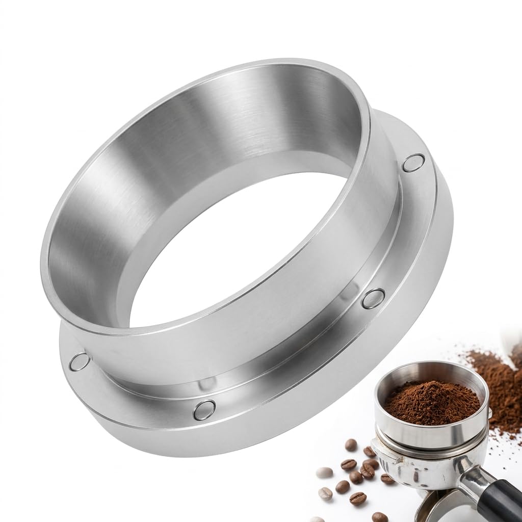 Anillo Dosificador Café 58mm Magnético Embudo Dosificador de Aleación de Aluminio Compatible con Portafiltro 58mm Espresso para Cafetera Espresso, Antisalpicaduras, Fácil de Usar y Limpiar