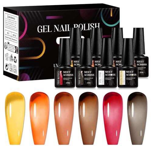 Set de Esmaltes de Uñas Gel Jelly 8 Piezas Tonos Nude y Marrón miniatura 1