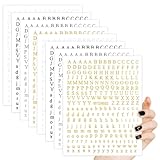 8 Sheets Nail Art Stickers for Gel Nails Letters, 3D Self Adhesive Black White Gold Silver Letter Nail Stickers, English Alphabet Nail Decals, Nail Art Supplies for Women DIY Nail Decoration