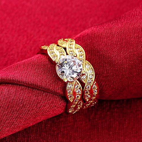 Wedding Ring Sets for Women 1ct aaa Cz Yellow Gold Plated Engagement Ring Sets4