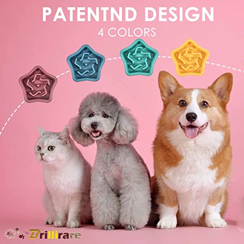 2 Pack Slow Feeder, Non Slip Dog Bowl, Fun Puzzle Feeding Bowls, Eco-Friendly Non-Toxic, Preventing Choking Healthy Design Pet Eat Feeders, Stop Bloat For Fast Eaters, Yellow/Red-By Brillirare #TOP5