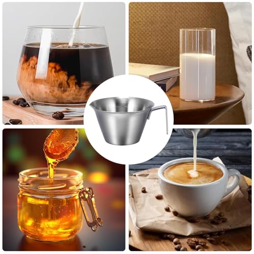 Image of 2 Pcs Espresso Cup, 100ml Stainless Steel Measuring Cups for Kitchen, Precise Measurement Tool for Coffee and Oils, Barista Essentials