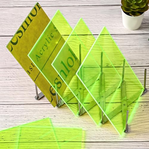 Image of Fluorescent Green Acrylic Sheets 1 /8 inch Thick 3mm 2 Pack 12 x 16 Clear Plexiglass Sheets,for Sign,Craft,Painting,Laser Cutting (12 inchx 16 inch, Fluorescent Green, 2)