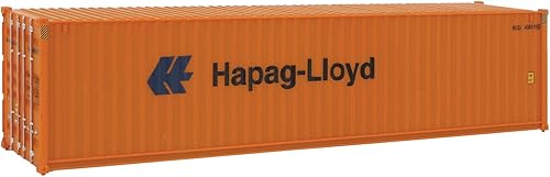 Walthers SceneMaster Contenedor de lado corrugado Hi-Cube de 40 '- Hapag-Lloyd (naranja, azul) 949-8254 HO Scale Model Railroad - Modelo de carga