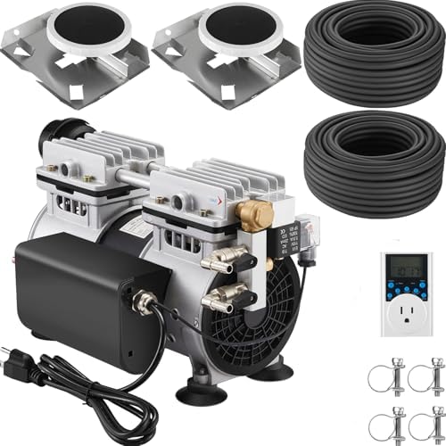 Pond Aerator 5.2CFM with 200' Weighted Tubing 2 Diffusers Timer