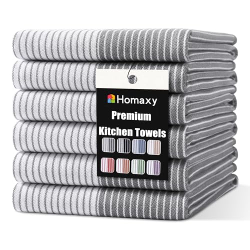 6-Pack 18"x28" Homaxy Premium 100% Cotton Kitchen Towels (Grey) - image 1