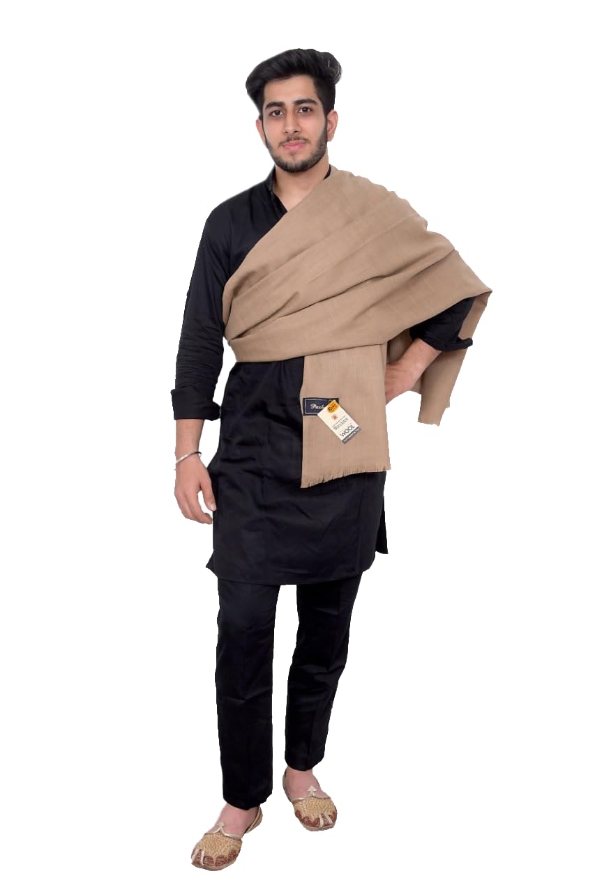 Premium Glacier Lohi Traditional Shawl, Acrylic Blend, Beige, 2.5 Metres, Men's Winter Wear-picture-34