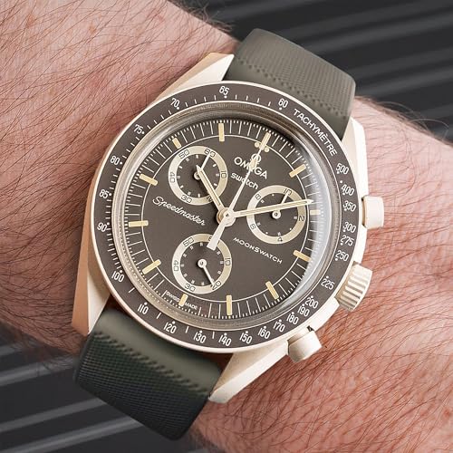 Ocdin Watch Band for Omega X Swatch Moonswatch Watch Strap Speedmaster 20MM Quick Release Rubber Watch Strap Replacement (Brown Green, 20 MM) by Ocdin - Used condition - Image 6
