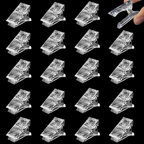 20pcs Nail Tips Clips for Quick Building Polygel Nail Forms Nail Tips Clip for Finger Nail Extension DIY Manicure Nail Art Tool