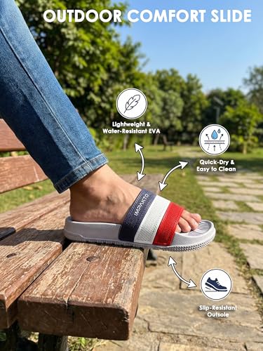 Image of Impakto Men's Casual Sliders | Cushioned Comfort Slip-On Slipper | Lightweight EVA Sole | Slippers for Home & Outdoor Use