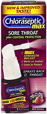 Chloraseptic Max Strength Sore Throat Spray, Wild Berries Flavor, 1.0 fl oz (Pack of 5)