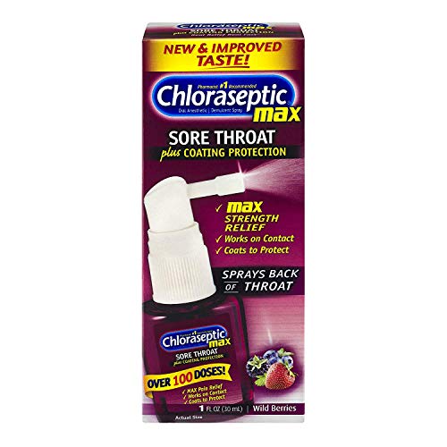 Chloraseptic Max Strength Sore Throat Spray, Wild Berries Flavor, 1.0 fl oz (Pack of 2)