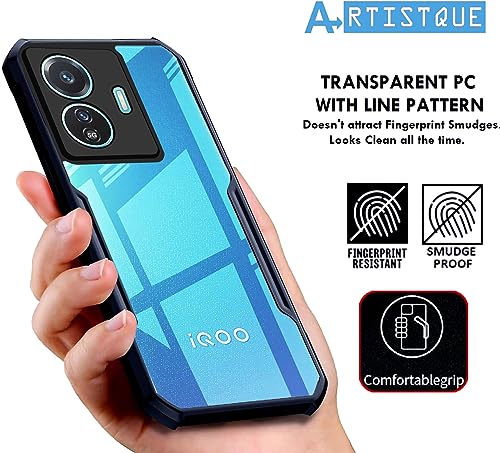 Image of A rtistque Clear Hard Transparent Acrylic Armor Anti-Drop Shockproof TPU Edge Back Cover Case for iQOO Z6 Lite 5G - Black