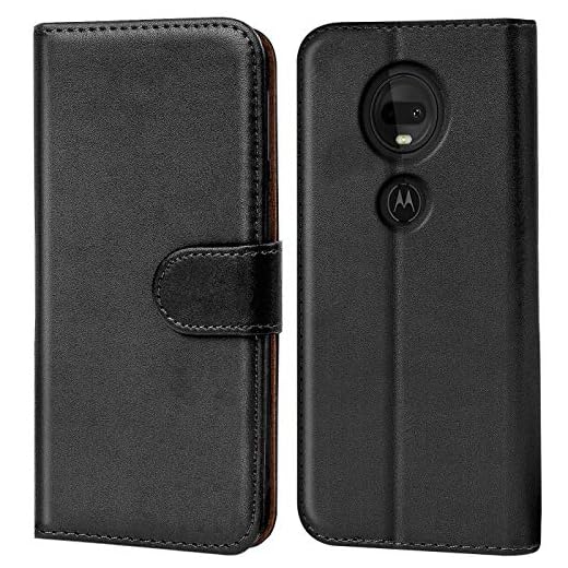 Verco kompatibel mit Motorola Moto G7 Power Hülle, Handyhülle für Moto G7 Power Tasche PU Leder Flip Case Brieftasche - Schwarz