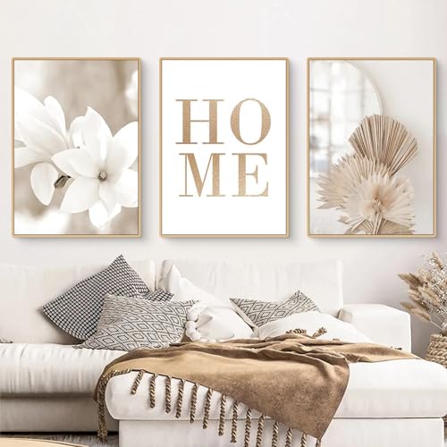 Affiches herbe de la pampa Trayosin : la solution déco murale moderne beige sans cadre