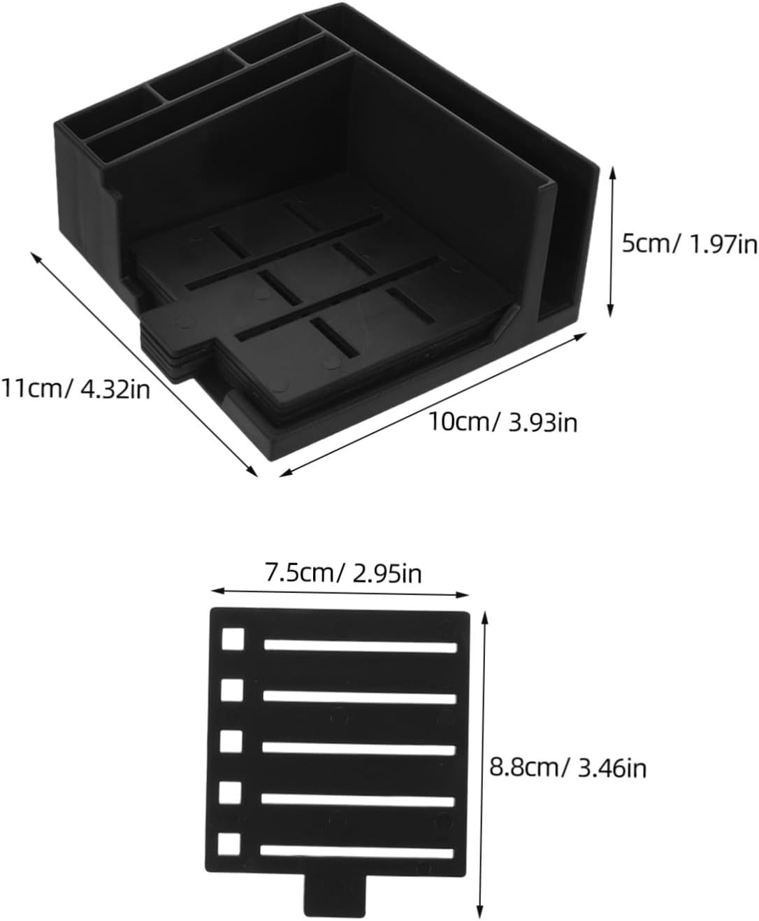 UPKOCH Square Plastic Sticky Notepad Holder with Template, Classic Black image 2