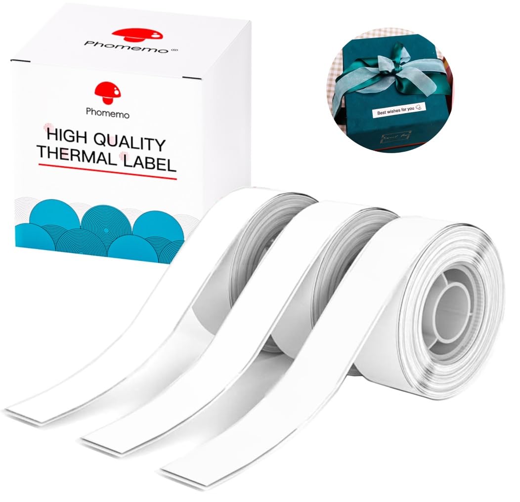 Phomemo D30 Continuous Labels- D30 Thermal Label Tape, 0.59" x 19.69 ft Non-precut Thermal Self-Adhesive Label Paper, Food Storage Sticker Labels,