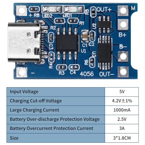 image for MakerFocus 15pcs TP4056 Charging Module Type C Interface with Battery 