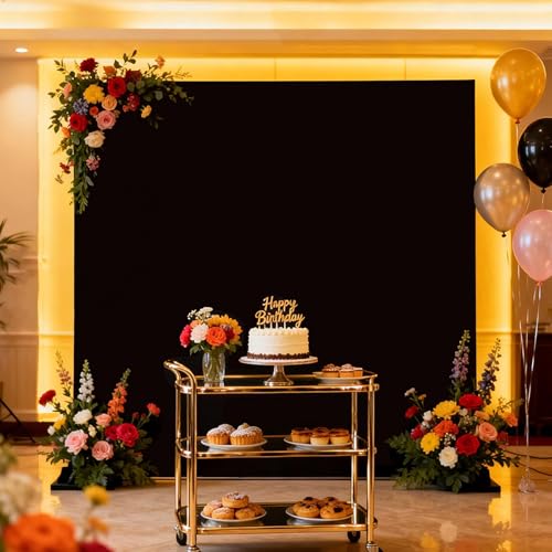 6.6x6.6FT Black Square Backdrop Cover for Party Ceremony Home Decorations — view 6