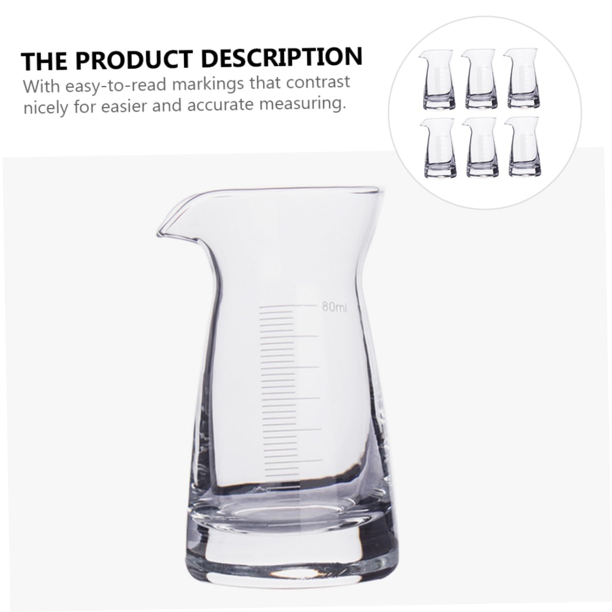 6Pièces Tasse à Mesurer Verre Lot de Verres à Mesurer Échelle Claire pour Cocktails Boissons Cuisine Outils de Bar