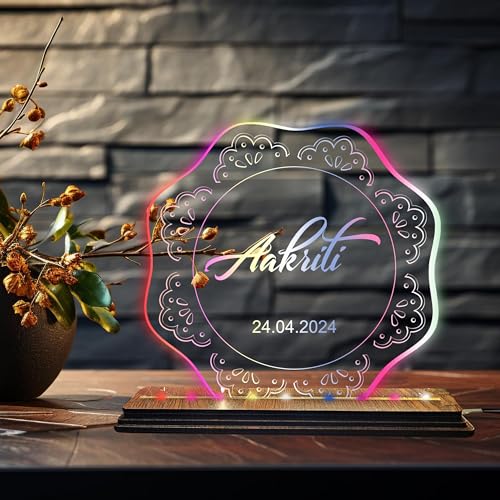 Image of Brown Cloud Personalized Acrylic LED Night Lamp Customized Gift for Men Women Husband Wife Girlfriend Boyfriend Birthday Marriage Anniversary Festivals Decoration(LED RBW NL AO 001)(D14)