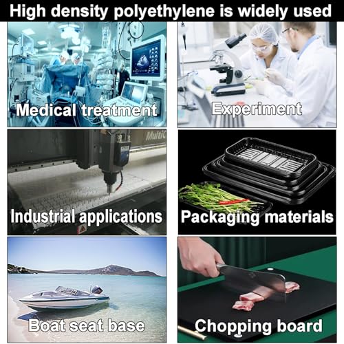 Image of High-Density Polyethylene (HDPE) Plastic Sheet 1 /4 inch Thick 8 inch X 12 inch- Black HDPE Sheet,for Machining, Home Improvements, DIY Projects, Engineering,High-Density Polyethylene Plastic Block (Pack of 1)