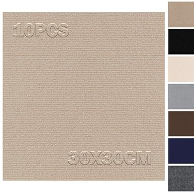 Foto di Piastrelle per moquette 30x30cm autoportanti - Set da 10 pezzi - 0,9 m² - Piastrelle per moquette autoadesive, moquette con retro, piastrelle per moquette da tagliare per appartamento, casa, camera da