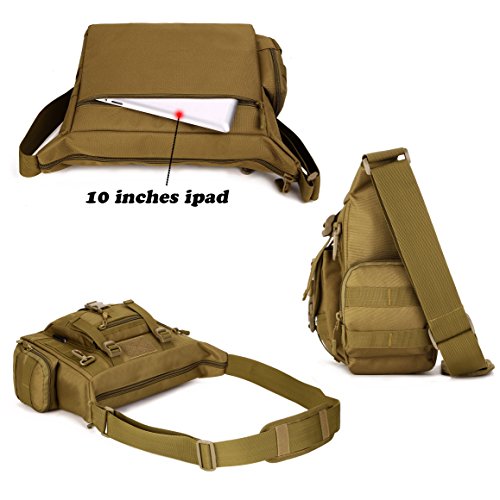 Arcenciel Tactical Messenger Bag Men Military Molle Sling Shoulder Pack Briefcase Assault Gear Handbags Utility Carry Satchel With Patch (Coyote Brown) #TOP3